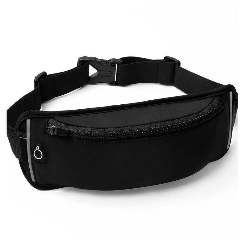 

Waist Bag Enough Capacity Portable Adjustable Strap Multifunctional Cycling Travel Waterproof Lightweight Elastic Pouch Sports, Black