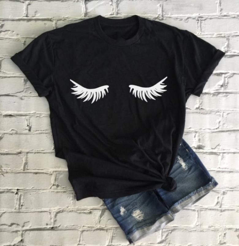 

Eyelashes T Shirt Makeup Fashion Tee Eyelashes Makeup Lashes Mascara Funny Tee Fashion Brunch Shirt Tumblr Graphic Tops, Null-fstwh-