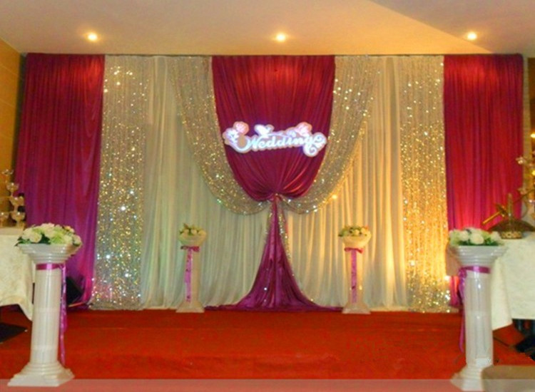 Wedding supplies Wedding Backdrop with Beatiful Swag drape and curtain wedding decoration 10ft*20ft-image-454891612