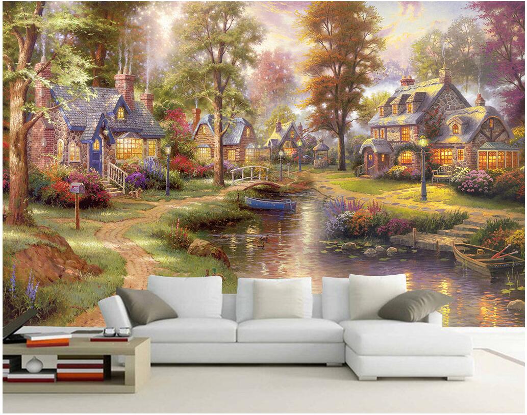 

WDBHG custom photo mural 3d wallpaper European house oil painting landscape home decor 3d wall murals wallpaper for walls 3 d living room, Non-woven wallpaper