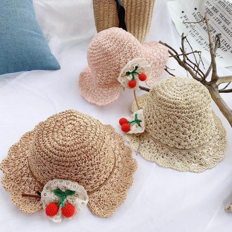 

Stylish Kids Summer Straw Hat For The Beach Lace Breathable Hats Princess Bucket Beach Sun Protection Hat Casquette Enfant, Beige