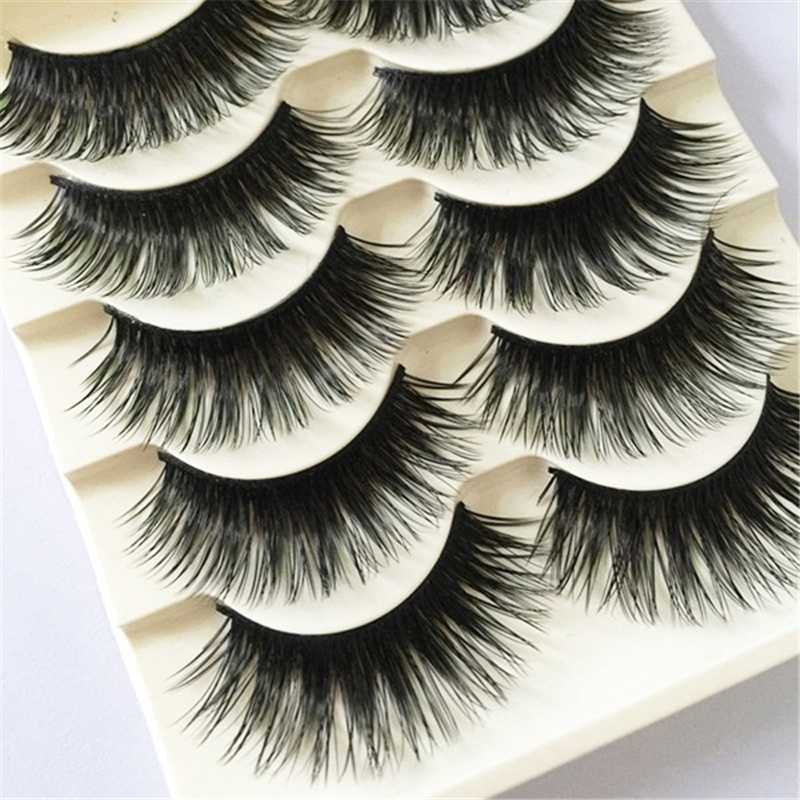 

5 Pairs Thick Makeup Lashes 3D Mink Hair False Eyelashes Long Wispies Fluffy Multilayers Eyelashes Cruelty-free Extension