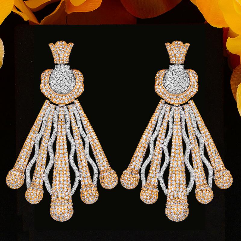 

Dangle & Chandelier GODKI Luxury Geometry Flower Earrings For Women Wedding Cubic Zirconia CZ DUBAI Bridal Earring Jewelry Accessories2021