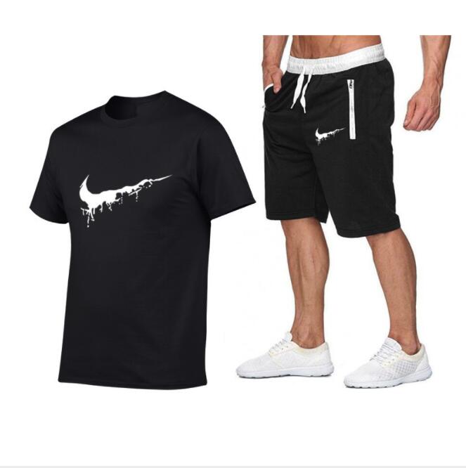 BLTR Men Hip Hop Short Sleeve Sport 2 Piece Outfits Casual Shorts Tracksuits