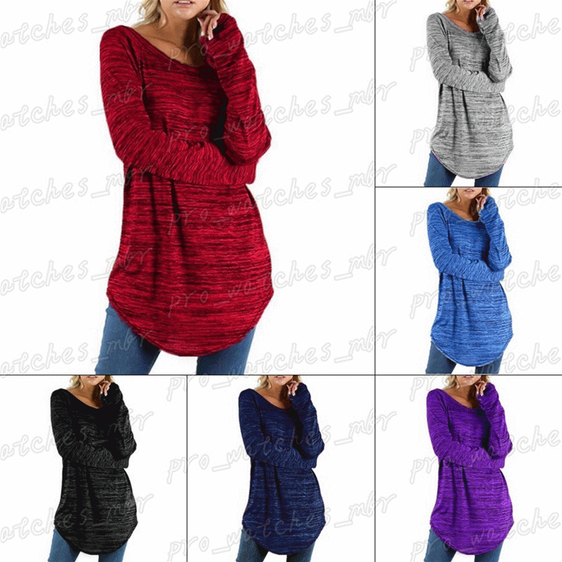

spring and summer new europe and america hot selling women large size crew neck tshirt lady round collar long sleeve tshirt h037