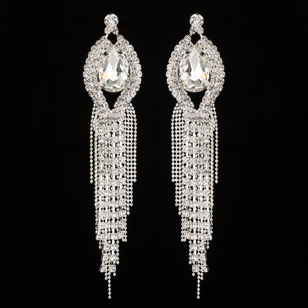 

Personality Long Tassels Earrings Shine Diamond Earring Temperament Earring Exaggeration Eardrop