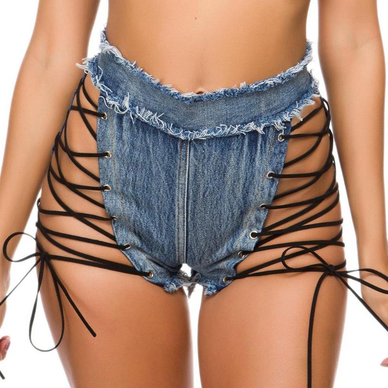 

High Waist Women Sexy Shorts Jeans Hole Super Mini Denim Shorts Summer Zipper Booty Club Girls high waisted, Blue shorts