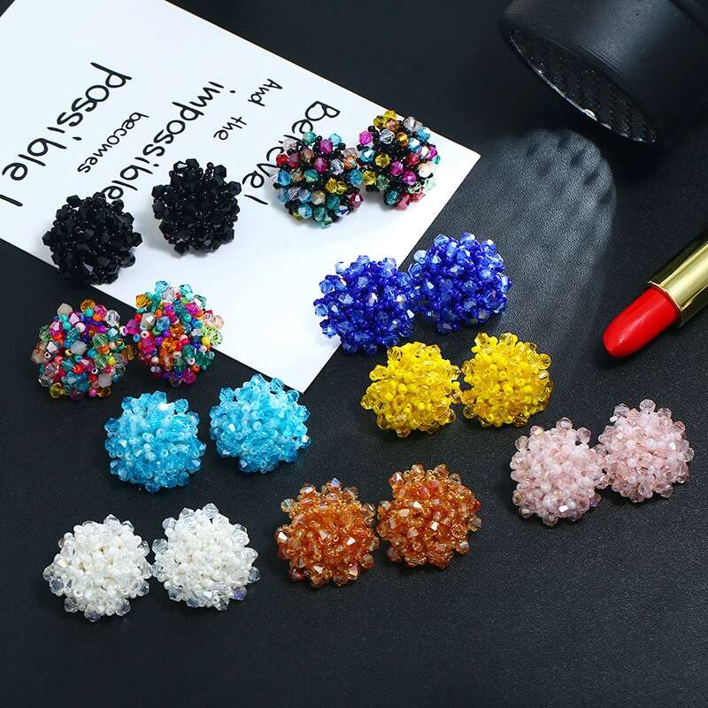 

Wholesale- charm earrings for women bohemian holiday style ear studs hot sale beads jewelry gifts for girls 9 colors colorful dark white