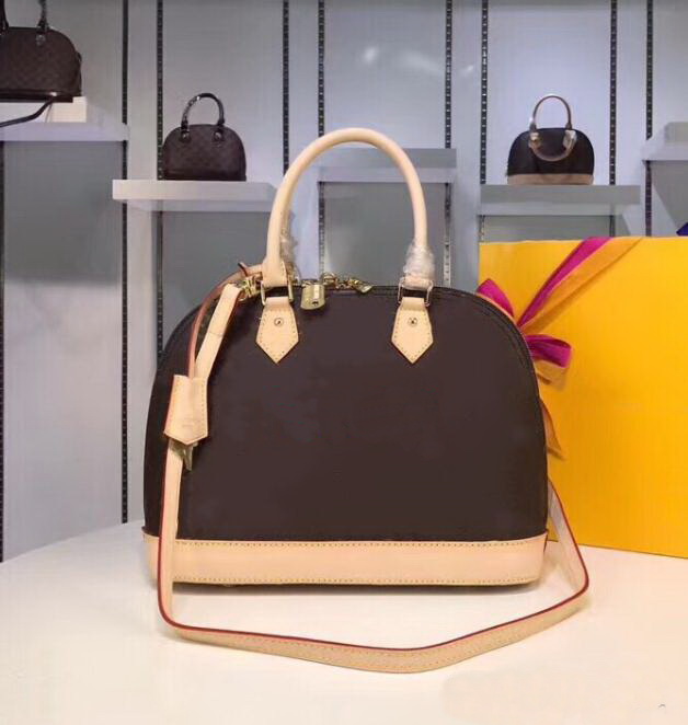 

Top Quality ALMA BB shell bag women handbag leather flower Embossed shoulder bags crossbody bag Messenger handbags with lock Shoulder strap, Old flowers