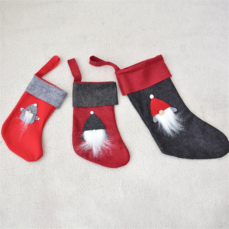 

Classic Santa Claus Wool Felt Snowflake Beard Old Christmas Sock Gift Bag Pendant Christmas Tree Decoration Supplies