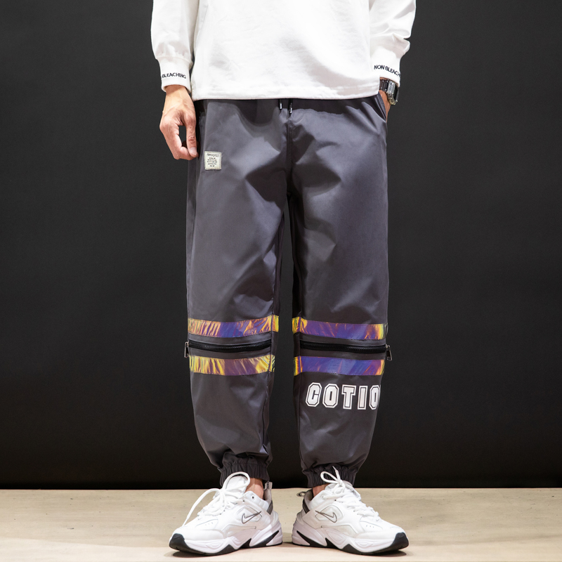 

Joggers Pants Men Autumn Harem Jogging Pants Mens Fashion Zipper Gradient Trousers High Quality Street Loose Trouser Male Female, Black