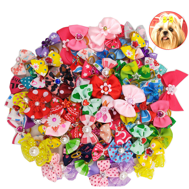 Shiningbaby 10 Pcs//pack Pet Hair Bows Tie Christmas Bands Hair Topknot Grooming Accessories