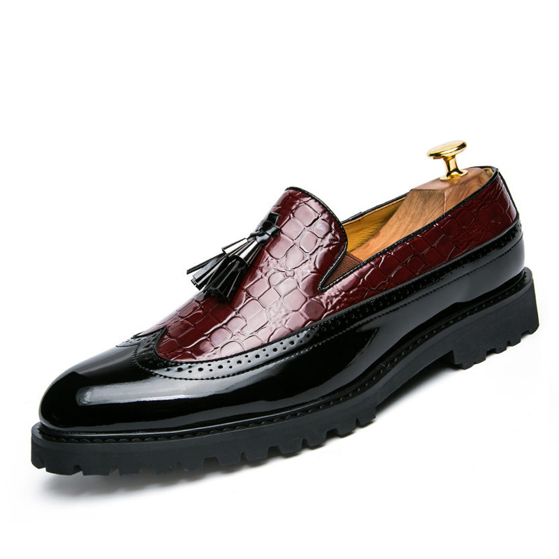 

Men's Formal Shoes Wedding Dress Tassel Casual Shoes men Fashion Man Moccasin Wedding Party Comfortable Leather Brogue Shoes, Black