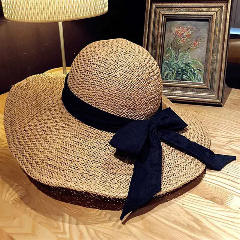 

Fashion Holiday Beach Hats Womens Wide Brim Hats High Quality Sun Hat Tide 2 Colors Fisherman Hats Free Shipping, Khaki