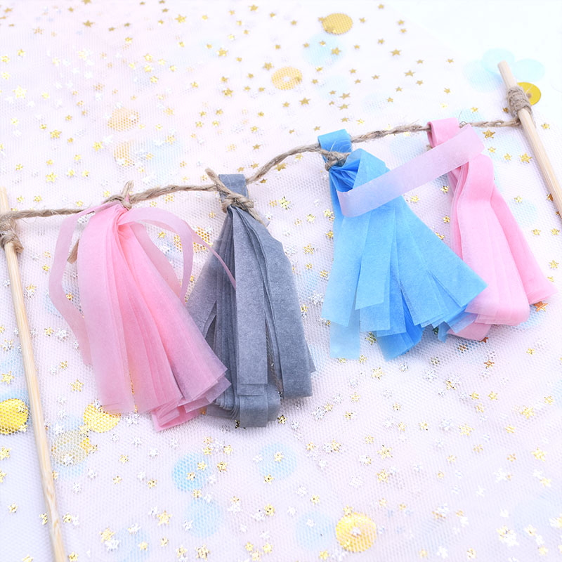 

Hot Sale 1set Mini Tissu Tassel Cake Topper Paper Banner Cupcake Cake Deco For Wedding Birthday Party Baby Shower Favor Supplies