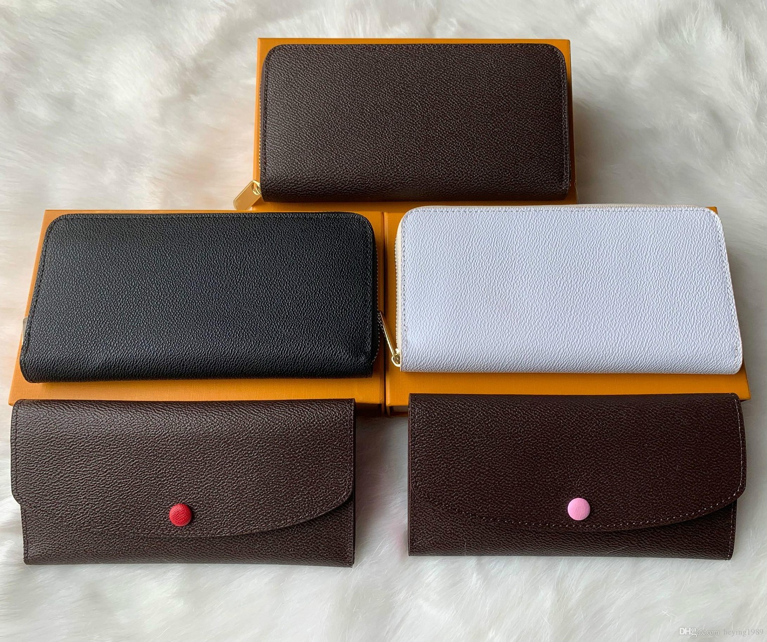

Wholesale red bottoms lady long wallet multicolor designer coin purse Card holder original box women classic zipper pocket, Red;black