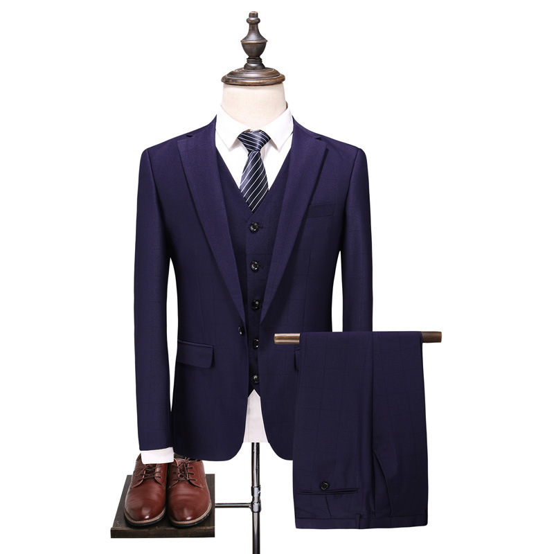 

Custom fashion new men' men' suit three-piece suit (jacket + pants + vest) business formal wedding groom dress, Black