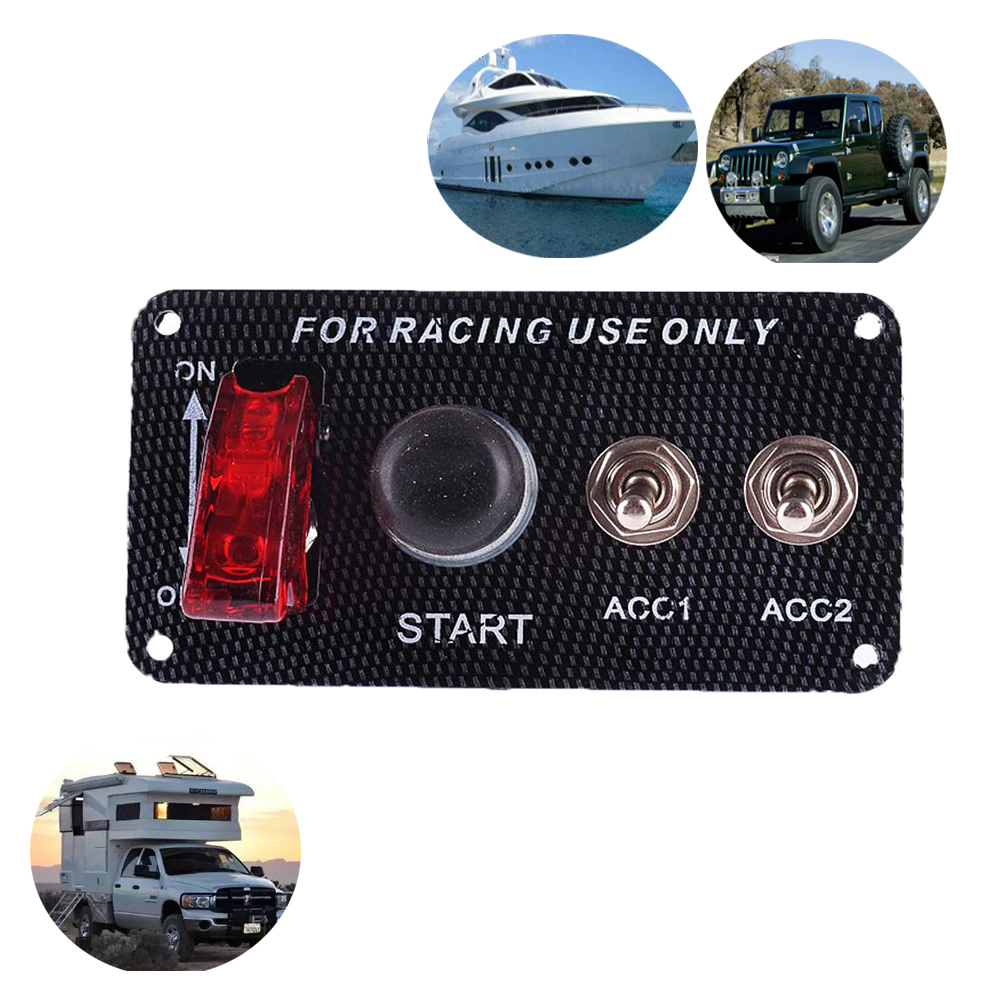 Ignition Engine Push Start Button Carbon Fibre Panel Racing Toggle Switch 12V-image-444818283