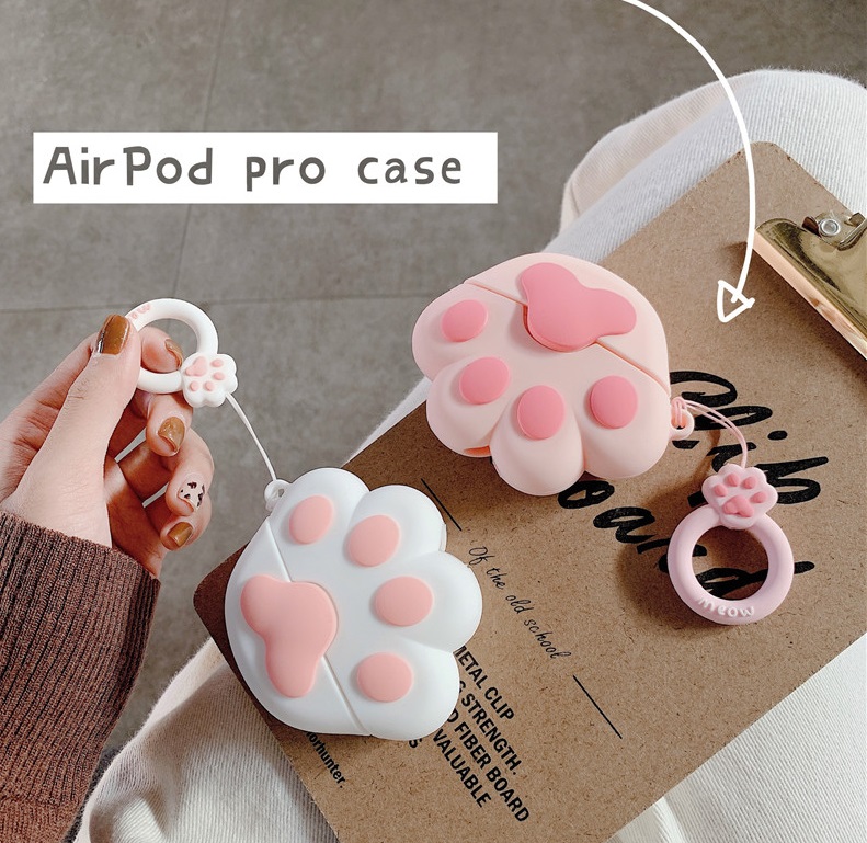 

For AirPods Pro cases 3D Cute Cartoon Cat Claw Silicone Wireless Bluetooth For AirPods 3 Case With Hook Clasp Keychain Protective Cover