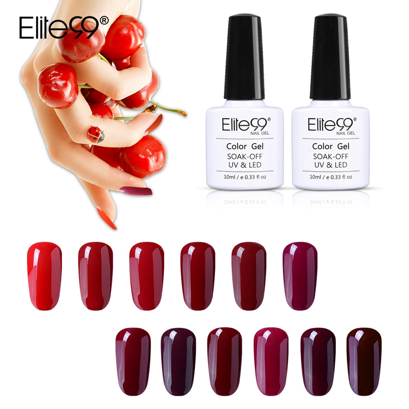 

Elite99 10ml Wine Red Color UV Nail Gel Polish Manicure Soak Off Nail Gel Varnish Hybrid Semi Permanent Lacquer For Art, Primer