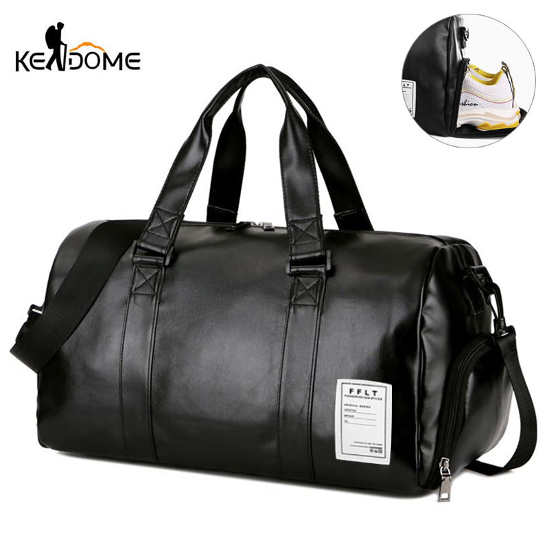 

Gym Bag Leather Sports Bags Big MenTraining Tas for Shoes Lady Fitness Yoga Travel Luggage Shoulder Black Sac De Sport XA512WD