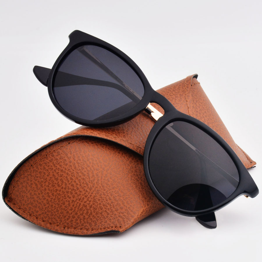 

1pcs Fashion Round Erika Sunglasses Eyewear Sun Glasses Brand Designer Black Metal Frame polarized Lenses For Mens Womens Better Brown Cases