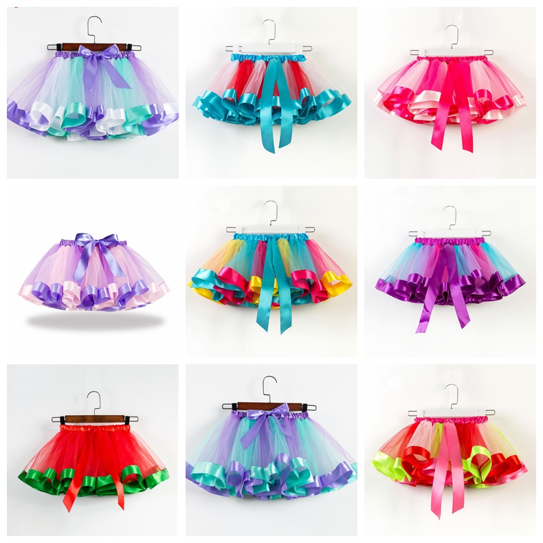 

19 colors baby girls tutus rainbow color girl tutu skirts with bow kids mesh cake layer performa dresses fit 2-11 years, Remark color no. you need