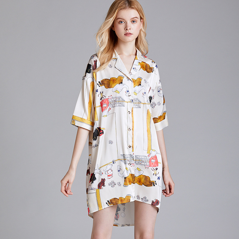 

Summer Sleeping Clothes Women Sleep Tops Lounge Lingerie Sexy Lingerie Short Sleeve Cartoon Dress for Sleep Wear Sleeping Gown