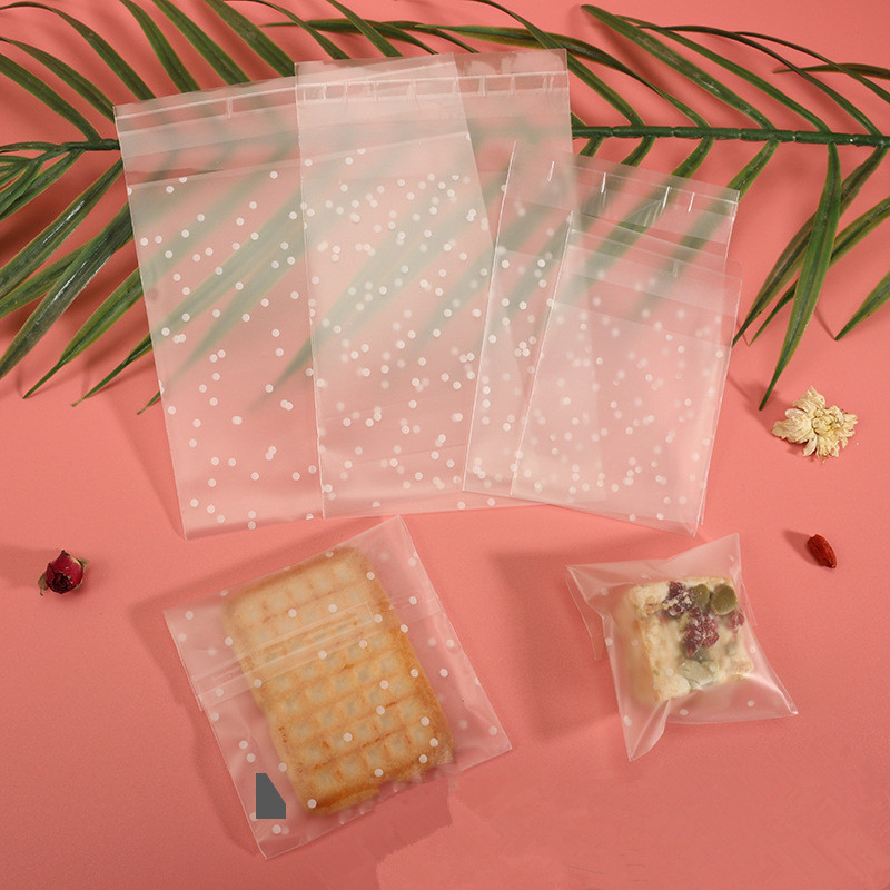 

100Pcs/set Dot Frosted Self-adhesive Bag Candy Cookie Bag Baked Snack Packaging Gift Plastic Wedding Decor
