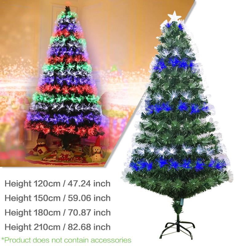 

UK Ship] 1.2M 1.5M 1.8M 2019 New Year Xmas Christmas Tree Colorful Optic Fiber Lamp Green Iron Stand Home Decoration navidad