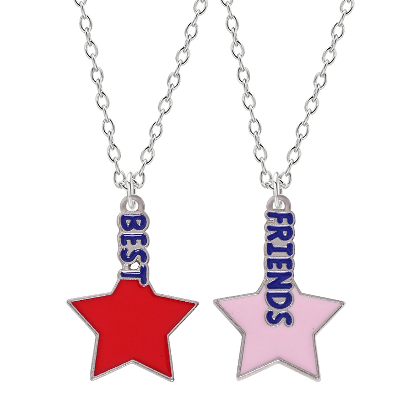 

Pendant Necklaces 2 Pieces / Set Friends Men And Women Necklace Pink Red Star Friendship BFF Fashion Alloy Lady Jewelry Gift