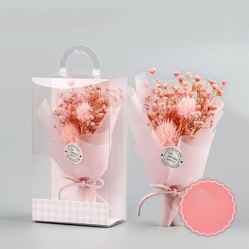 

Valentine's Day Gift Mini Artificial Gypsophila Flower Bouquet Home Rustic Wedding Decoration Dried Flower Gift with PVC Box, 06