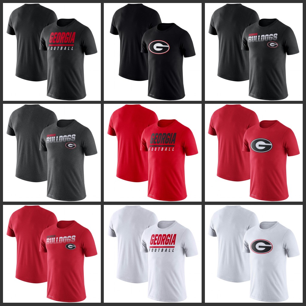 

Georgia Bulldogs Sideline Legend Performance T-Shirts Printed Short Sleeve O-Neck Tee football college Team Sports Tshirts, As shows
