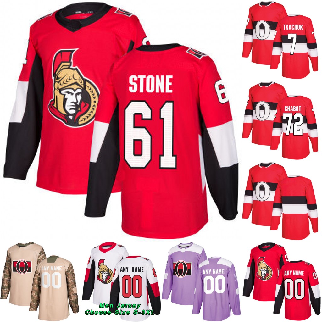 

Ottawa Senators 61 Mark Stone Thomas Chabot Mark Borowiecki Craig Anderson Matt Duchene Ryan Dzingel Chris Tierney White Cody Ceci Jersey, White youth: size s-xl