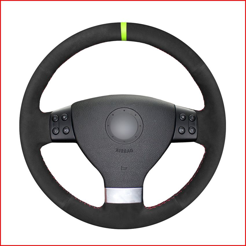 

Black Suede Hand Sew Steering Wheel Cover for Volkswagen Golf 5 2005-2009 Passat B6 Jetta 3 Tiguan Touran 2008 2009 2010