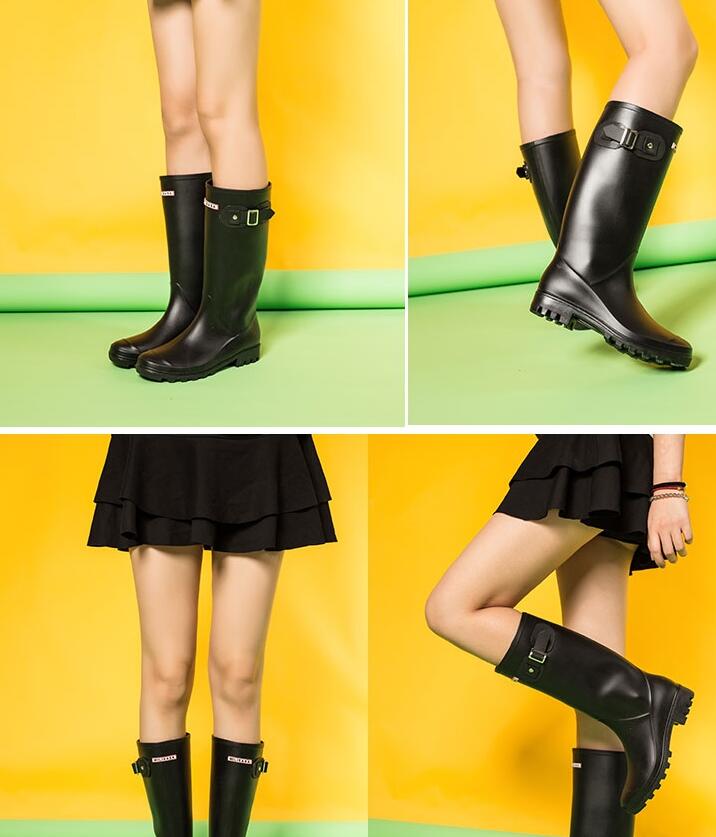 

Hot Sale-d rainboots fashion Knee-high tall rain boots England style waterproof welly boots Rubber rainboots water shoes rainshoes, Bright blue
