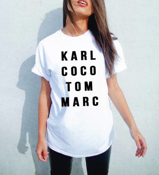 

Summer Men & Women Black karl coco tom marc American T shirt Woman Tee Fashion Tops Street Hippie Punk Men & Womens Tshirts, White