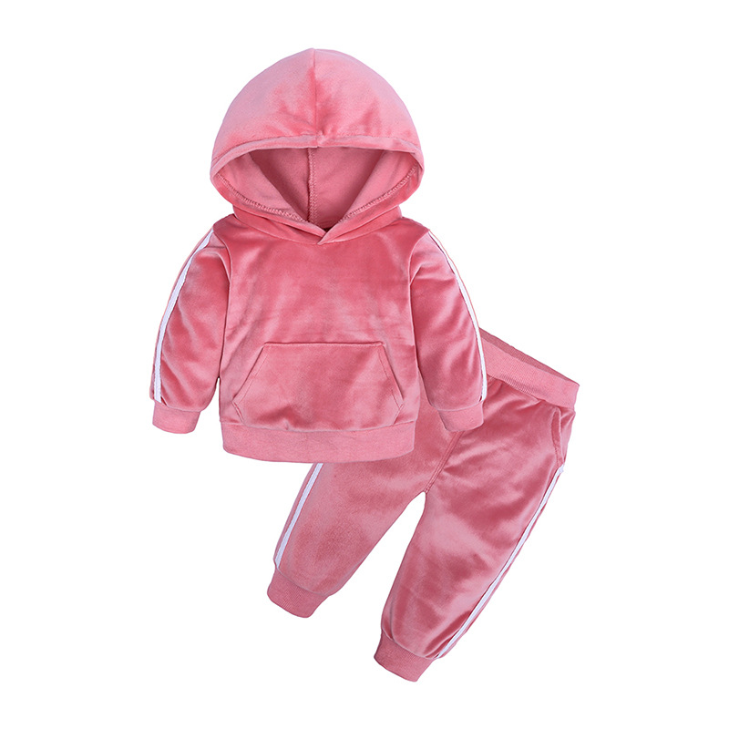 2026 New Kids Clothes Boys Girls Gold Velvet Suit Spring Autumn Plus Baby Child Warm Sweater Pants Two Sets 0 7Years Toys