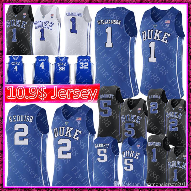 

NCAA 1 Zion Williamson College Duke Blue Devils Kyrie # Irving Jersey 2 Cameron Reddish 5 RJ Barrett 4 J.J Redick 32 Laettner, Black
