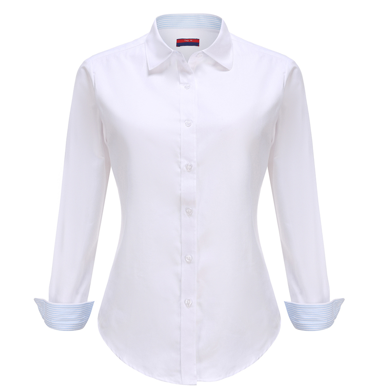 

DIoufoud Women Blouse 2020 Casual Long Sleeved Cotton Oxford White Shirt Woman Office Plus Size Shirts Patchwork Striped Blouses, Pinkoxford