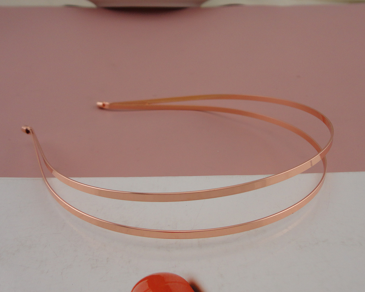 5PCS Rose Golden plain double 3mm flat metal wire hair headbands at nickle free and lead free for DIY hair accessories,BARGAIN for BULK-image-440292742