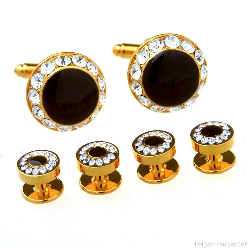 

Men Business Style Designer Cufflinks Rhinestone Cuff Collar Buttons Set Women Mens French Shirt Cufflink Studs Cuff Links Jewelry Gift