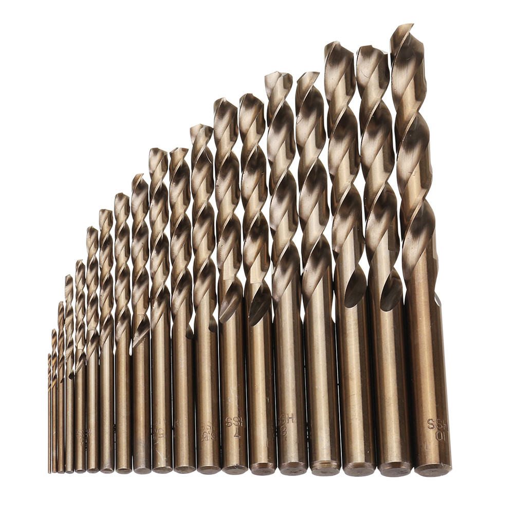 High Quatity HSS-Co M35 Cobalt Straight Shank Twist Drill Bit Tools Accessories for Metal Stainless Steel Drilling professional Color : 19pcs with box