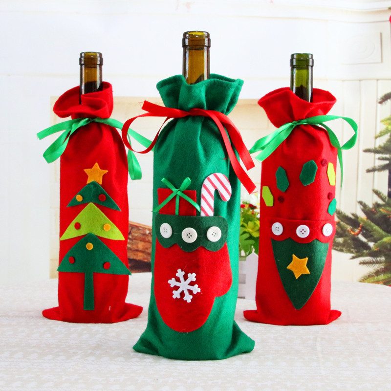 

Christmas Red Wine Bottle Cover Bags home decoration storage bags New Year's products christmas gift Santa Claus Bottle Cover