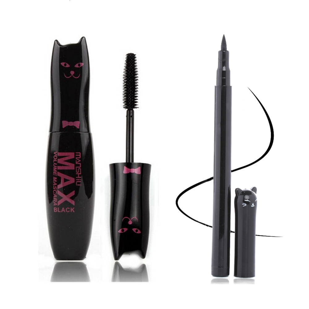 

Thick Curling Mascara Sweet Cat Original Max Volume Mascara Black Water-proof Curling And Thick Eye Eyelashes Makeup, Eyeliner