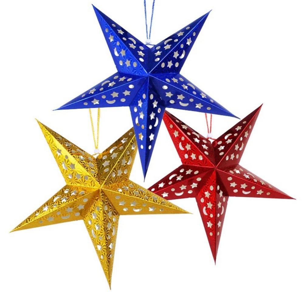 

Durable Christmas decorations Three-dimensional laser pentagram Bar ceiling decoration Ornaments Star Christmas Gift