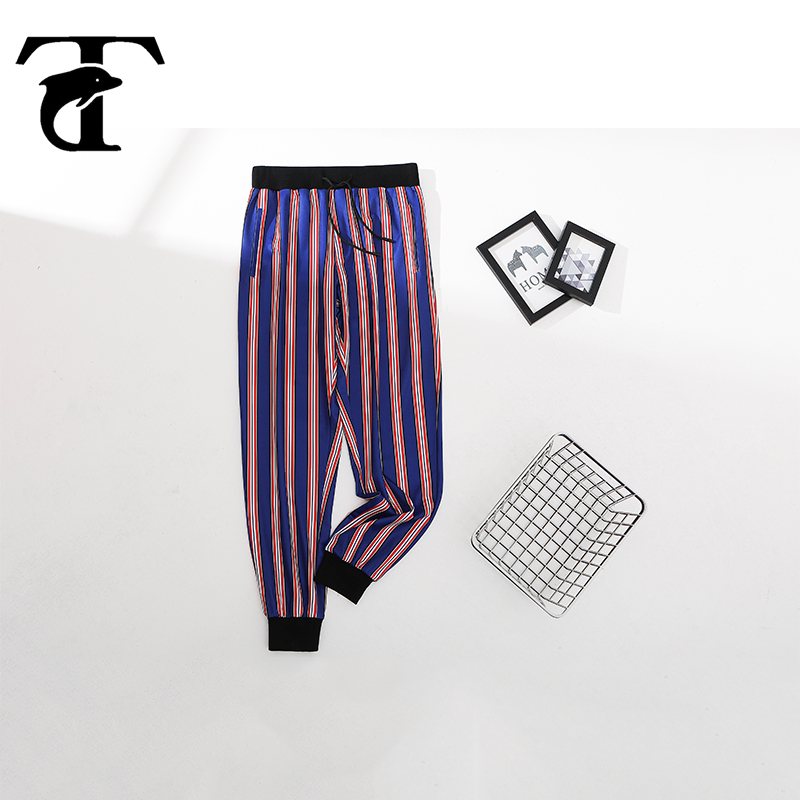 

pantalon homme 2020 joggers men Striped Trousers Outing Vintage Street Casual Printing Summer Plus Size Men Pants Clothing, Blue