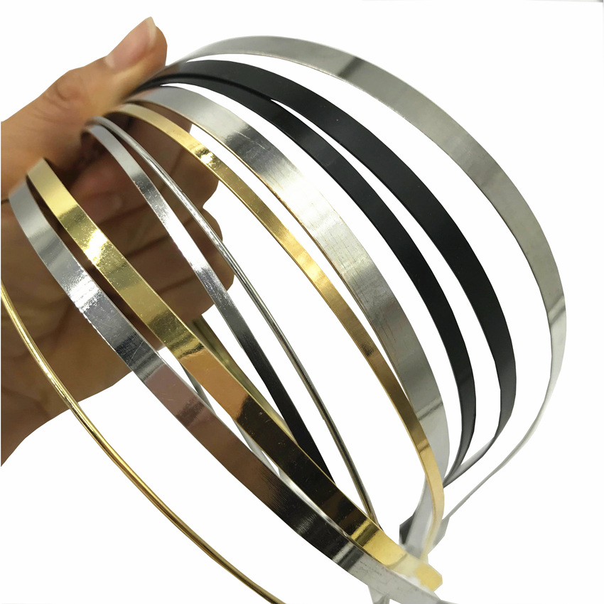 

50 pcs/lot Wholesale 1.2mm 3mm 5mm 7mm 10mm Silver Gold Black Metal Headband for Women Men Hair Hoop DIY Hairband Accessories