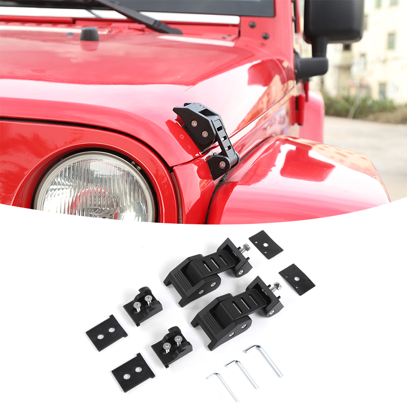 

Metal Steel Hood Latches Black Hood Latch LockDecoration Cover For Jeep Wrangler JK 2007-2017 Car Hood Accessories