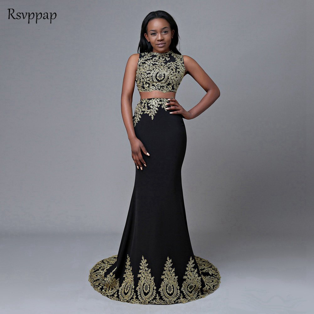 black two piece formal dress